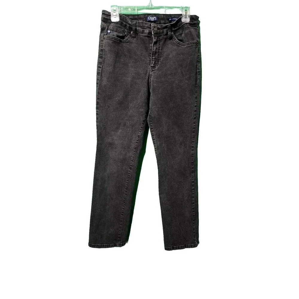 Chaps Women's Straight Leg Jeans Size 12 Solid Black